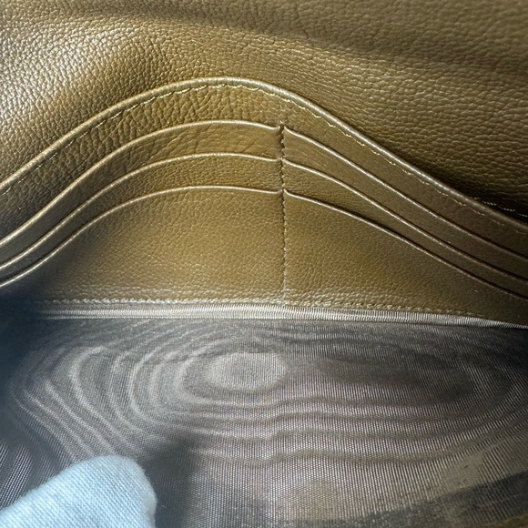 Chloe Bi-Fold Wallet Flap Pebbled Brown Leather Wallet with Gold Clasp - Picture 12 of 16